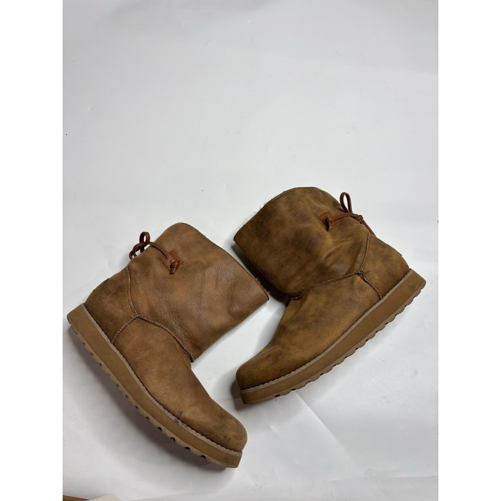 Skechers‎ Keepsakes 2.0 Womens 11 Mid Calf Boots Camel Tie Back Bow SN 44932 Y2K
